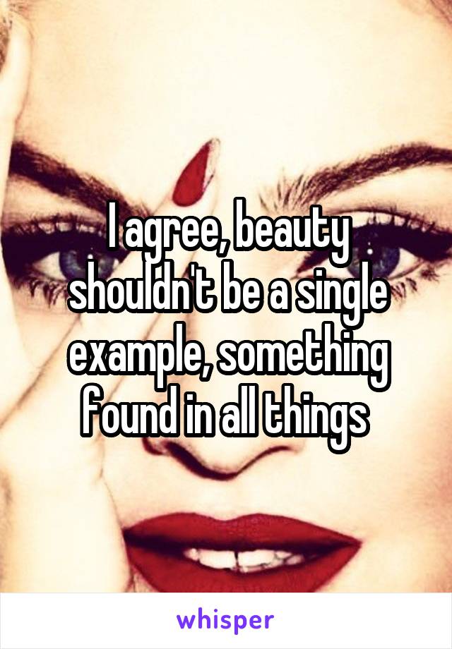 I agree, beauty shouldn't be a single example, something found in all things 