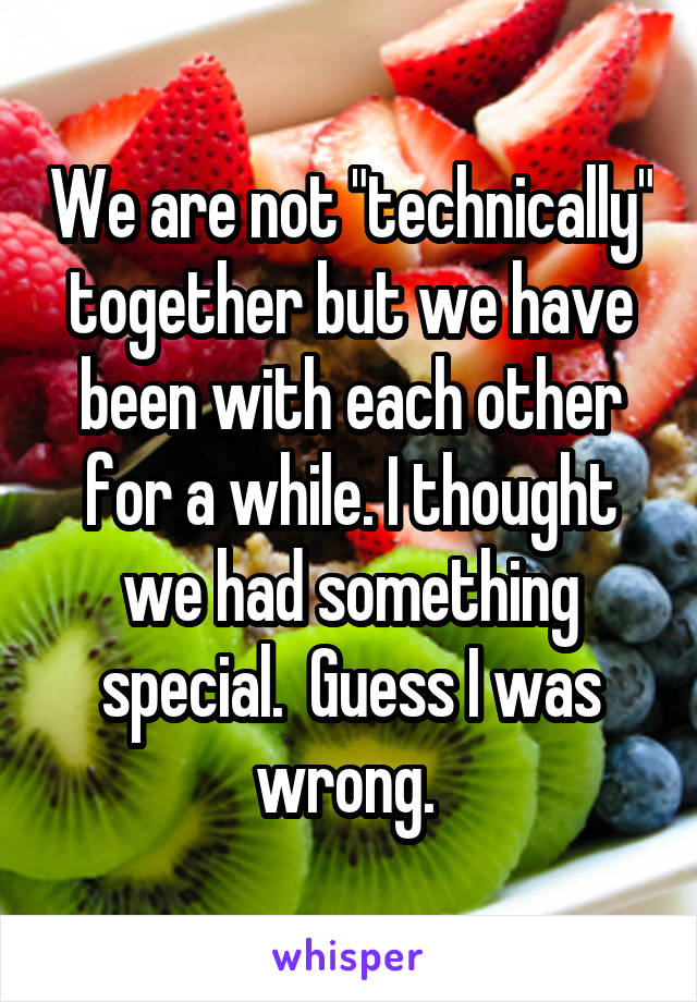 We are not "technically" together but we have been with each other for a while. I thought we had something special.  Guess I was wrong. 