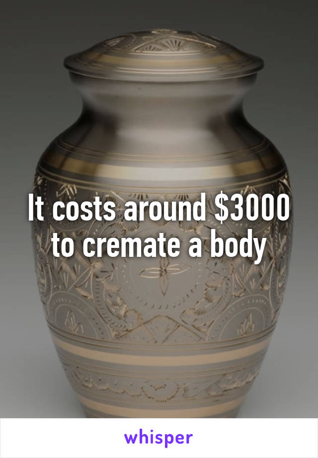 It costs around $3000 to cremate a body