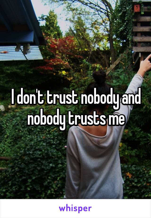 I don't trust nobody and nobody trusts me