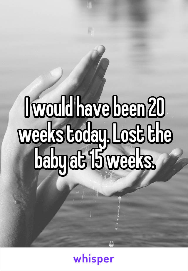 I would have been 20 weeks today. Lost the baby at 15 weeks.