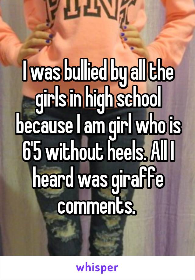 I was bullied by all the girls in high school because I am girl who is 6'5 without heels. All I heard was giraffe comments. 