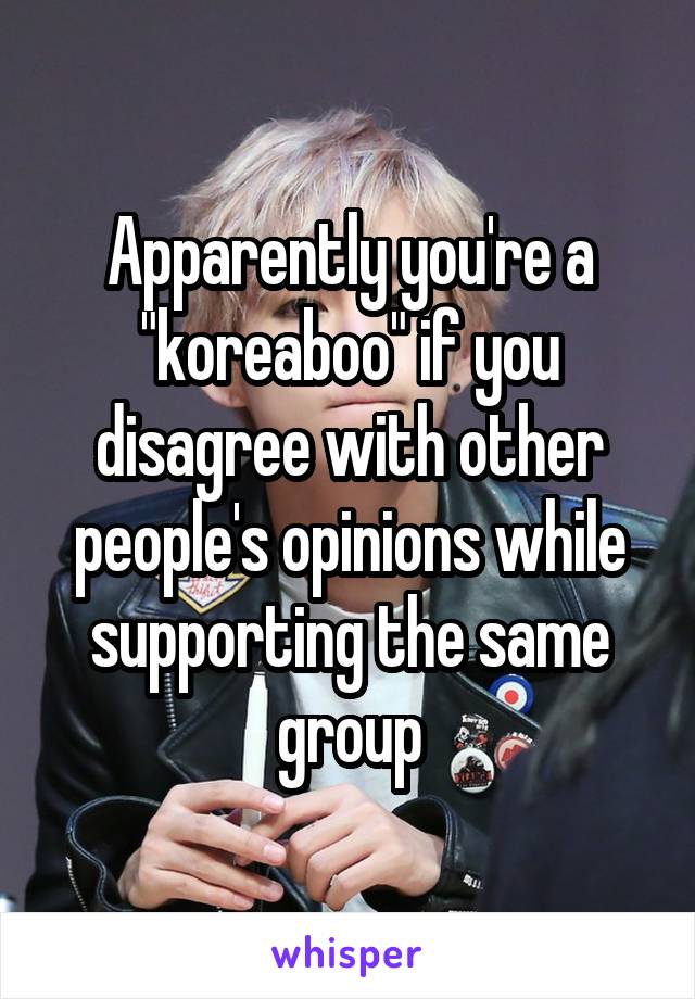 Apparently you're a "koreaboo" if you disagree with other people's opinions while supporting the same group