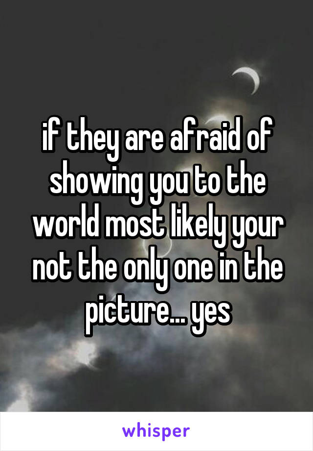 if they are afraid of showing you to the world most likely your not the only one in the picture... yes