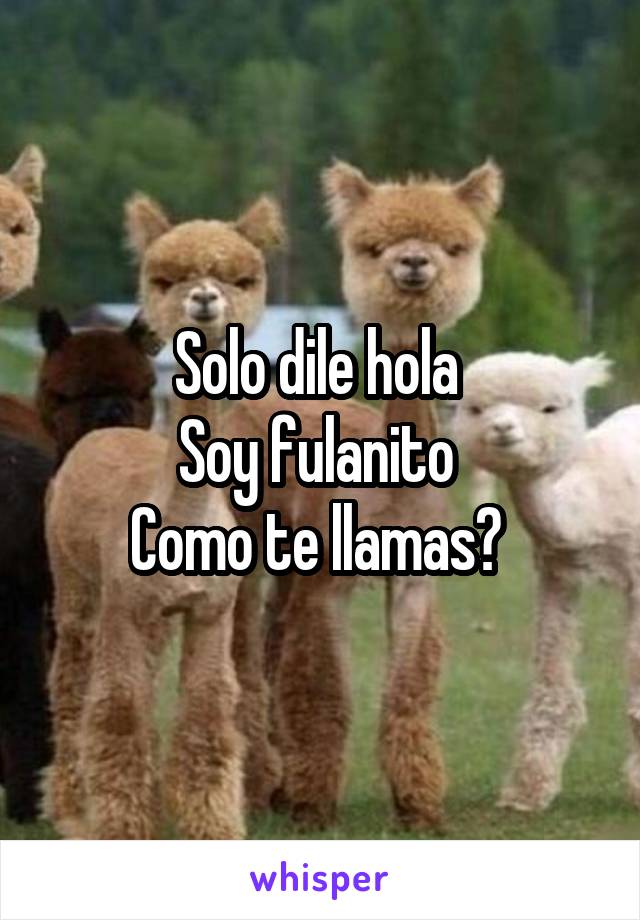 Solo dile hola 
Soy fulanito 
Como te llamas? 