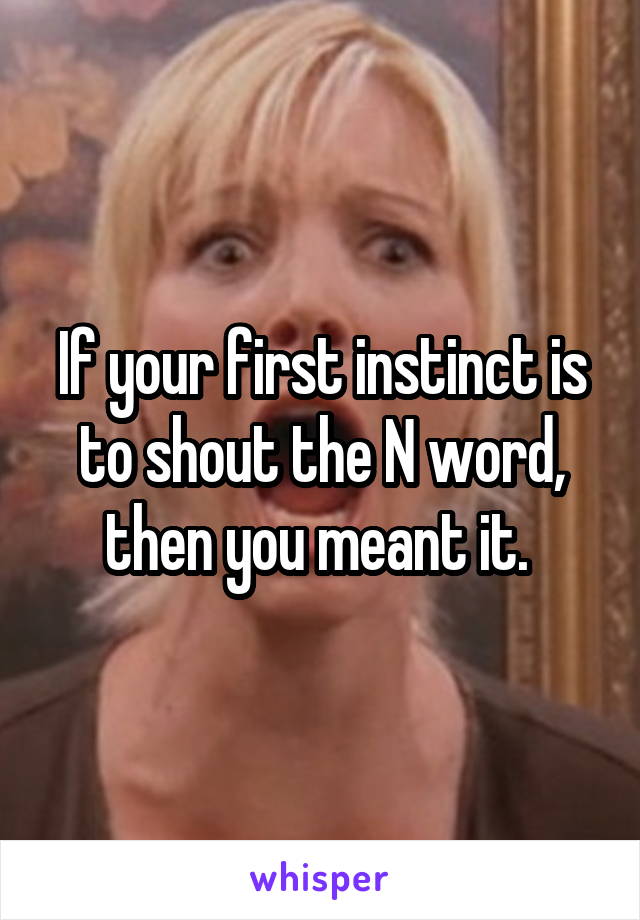 If your first instinct is to shout the N word, then you meant it. 