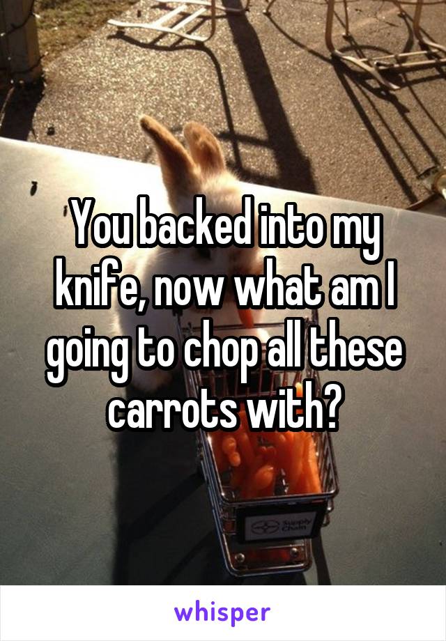 You backed into my knife, now what am I going to chop all these carrots with?