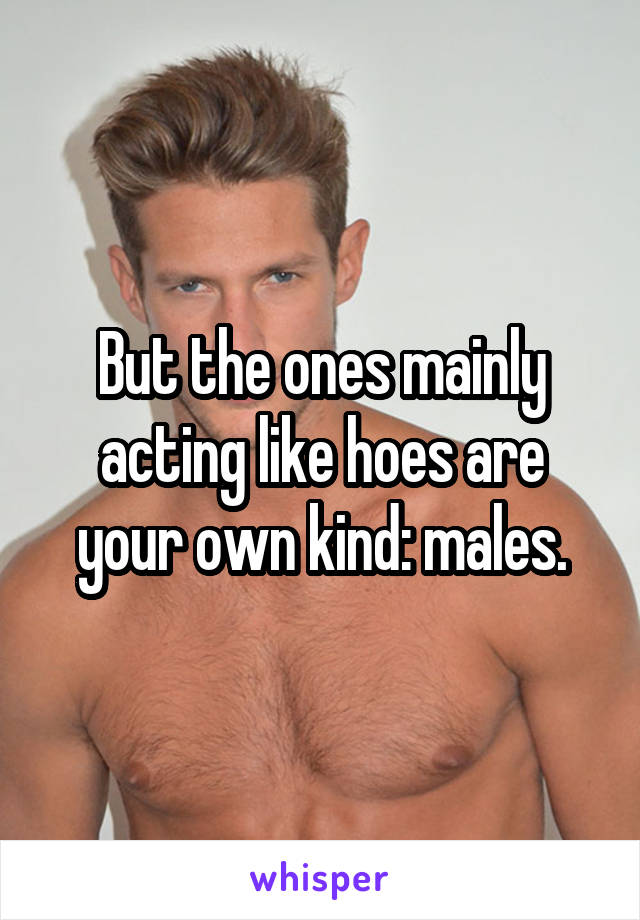 But the ones mainly acting like hoes are your own kind: males.