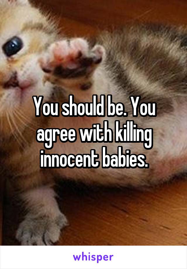 You should be. You agree with killing innocent babies.