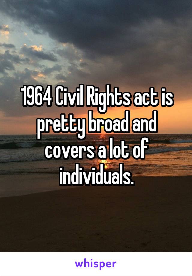 1964 Civil Rights act is pretty broad and covers a lot of individuals.