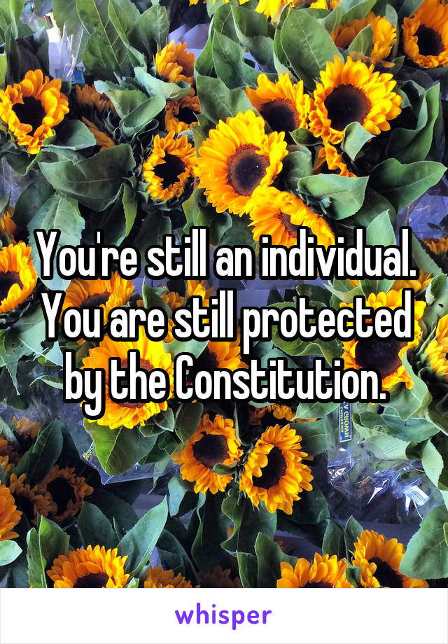 You're still an individual. You are still protected by the Constitution.