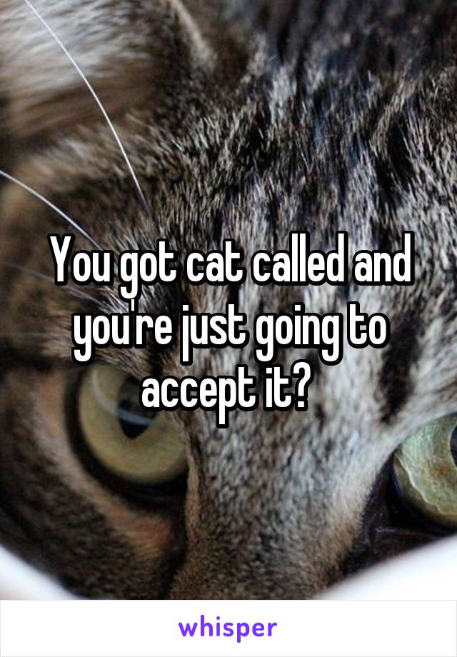 You got cat called and you're just going to accept it? 