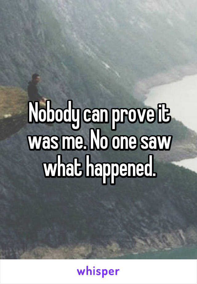 Nobody can prove it was me. No one saw what happened.
