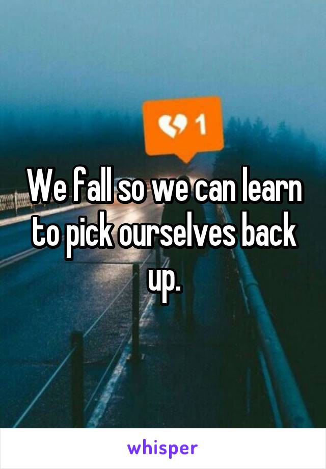 We fall so we can learn to pick ourselves back up.