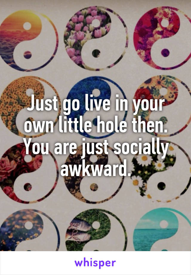 Just go live in your own little hole then. You are just socially awkward.