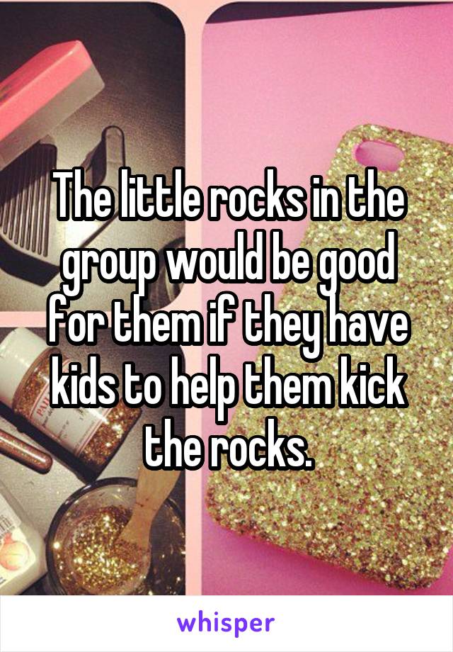 The little rocks in the group would be good for them if they have kids to help them kick the rocks.