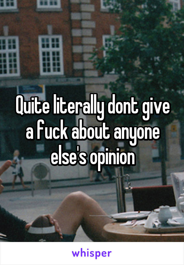 Quite literally dont give a fuck about anyone else's opinion