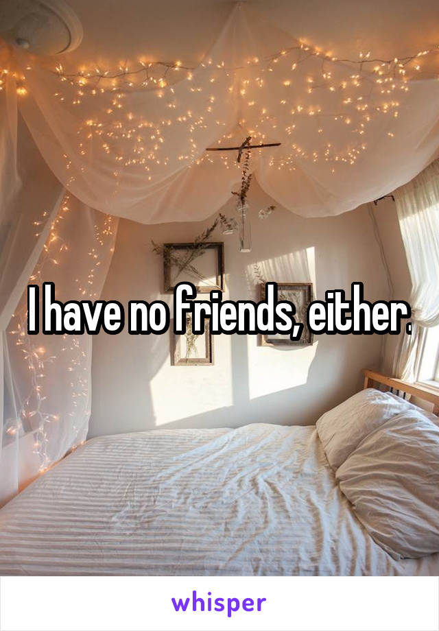 I have no friends, either.