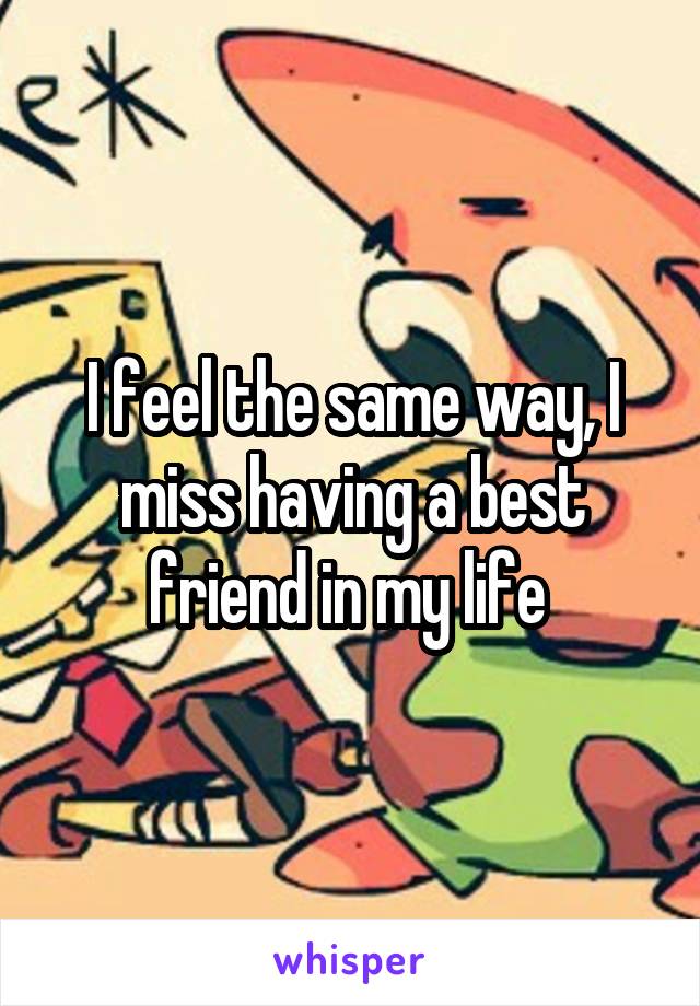 I feel the same way, I miss having a best friend in my life 