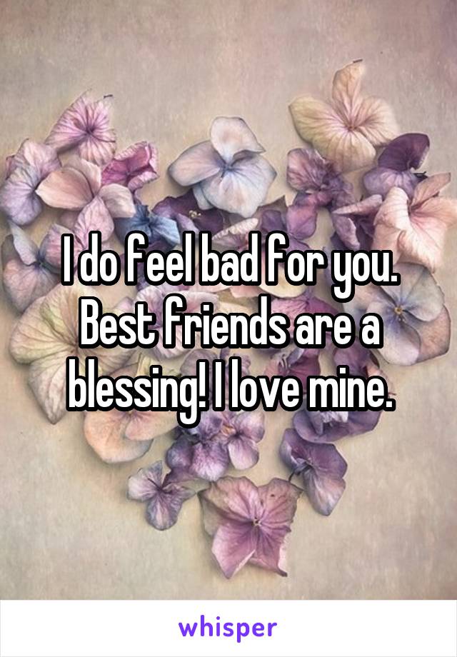 I do feel bad for you. Best friends are a blessing! I love mine.