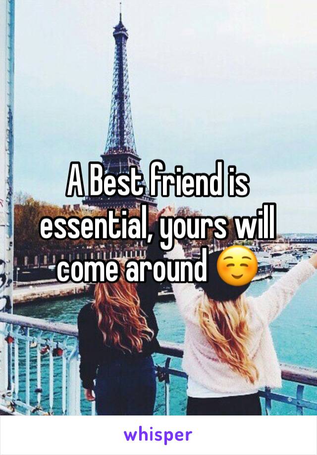 A Best friend is essential, yours will come around ☺