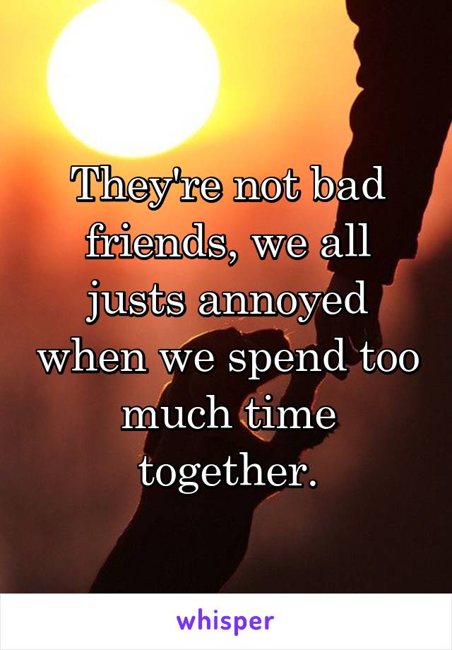 They're not bad friends, we all justs annoyed when we spend too much time together.