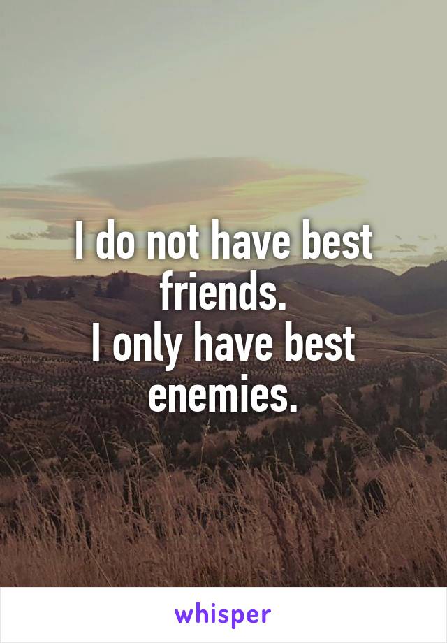 I do not have best friends.
I only have best enemies.