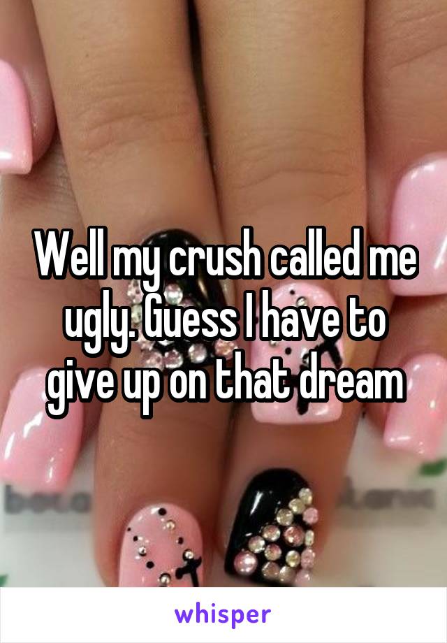 Well my crush called me ugly. Guess I have to give up on that dream