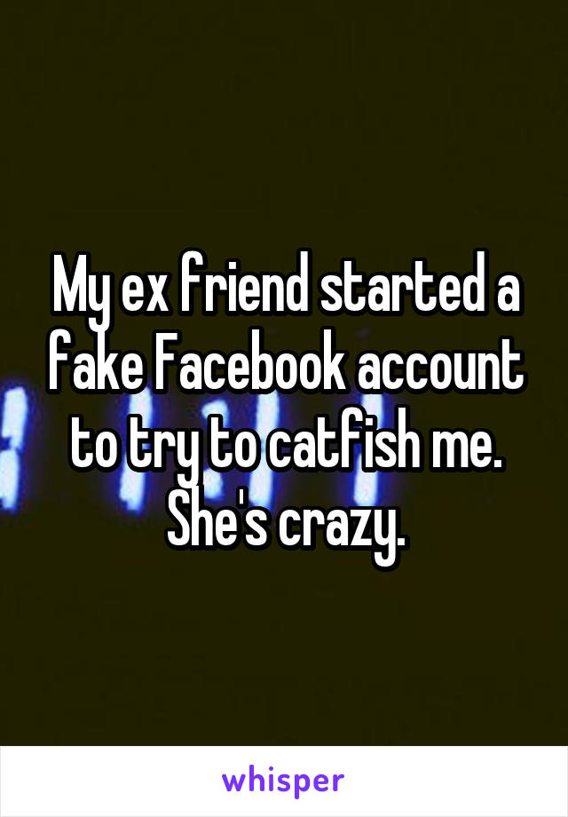 My ex friend started a fake Facebook account to try to catfish me. She's crazy.
