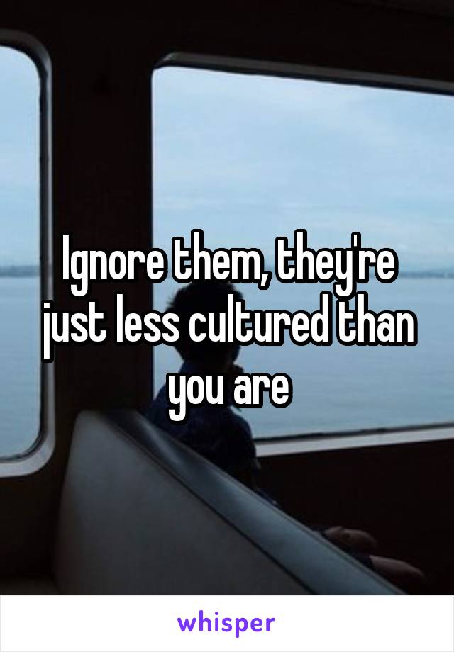 Ignore them, they're just less cultured than you are