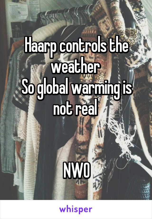 Haarp controls the weather 
So global warming is not real 


NWO