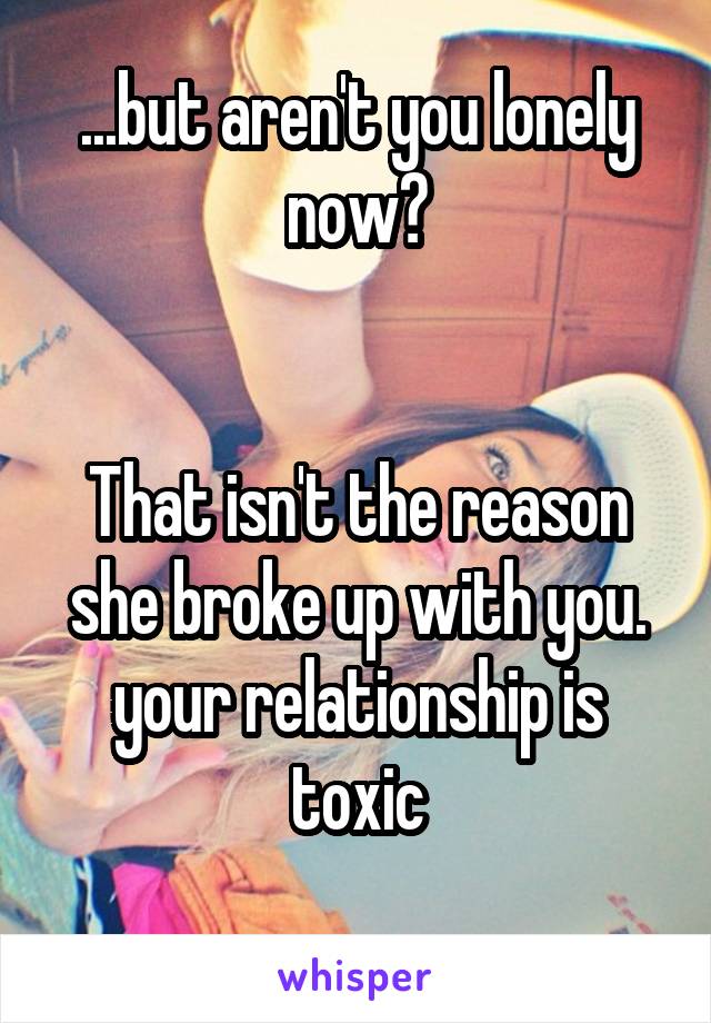 ...but aren't you lonely now?


That isn't the reason she broke up with you. your relationship is toxic
