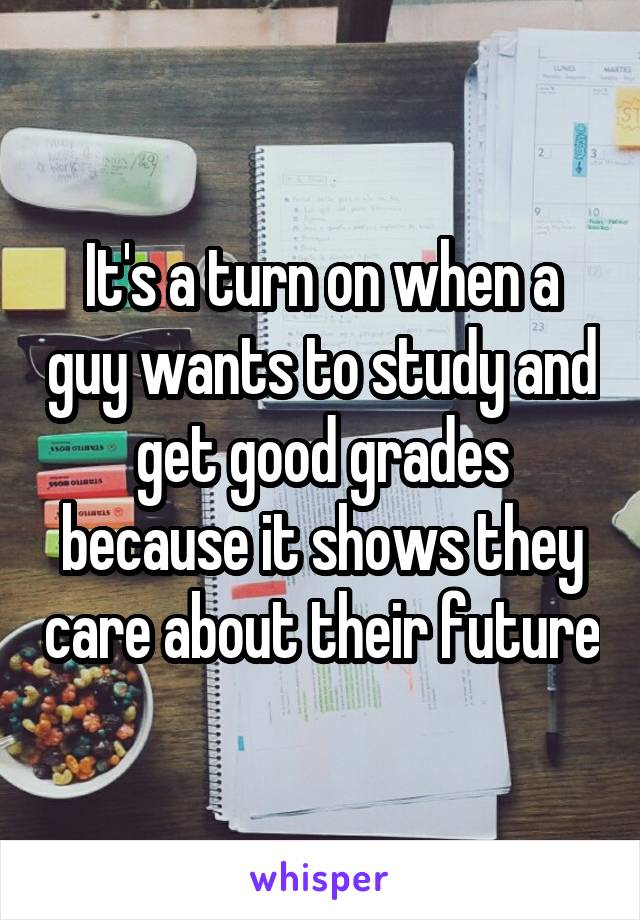 It's a turn on when a guy wants to study and get good grades because it shows they care about their future