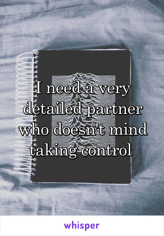 I need a very detailed partner who doesn't mind taking control 