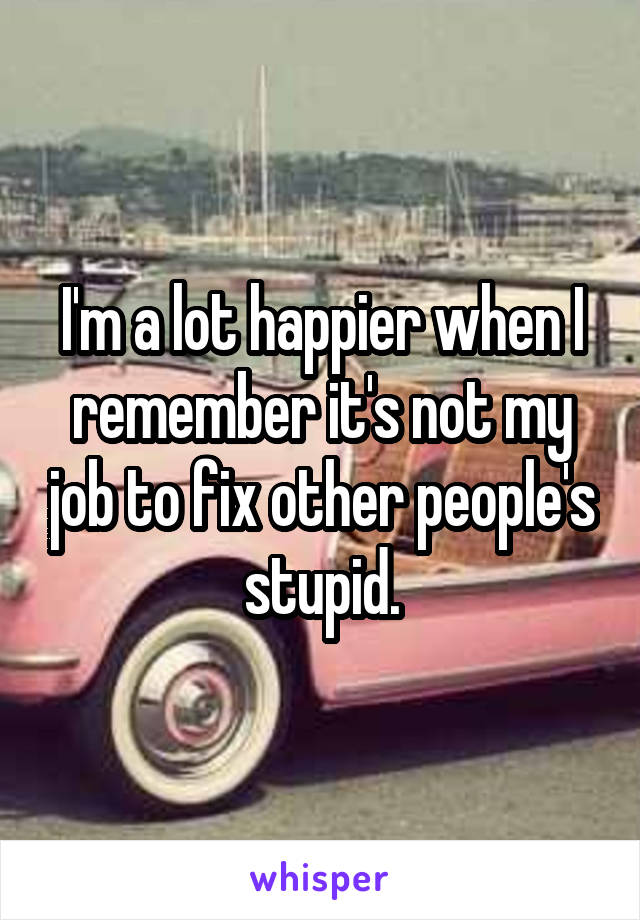 I'm a lot happier when I remember it's not my job to fix other people's stupid.