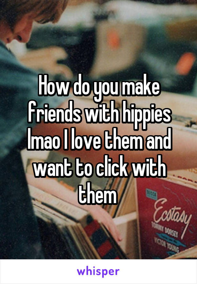 How do you make friends with hippies lmao I love them and want to click with them 
