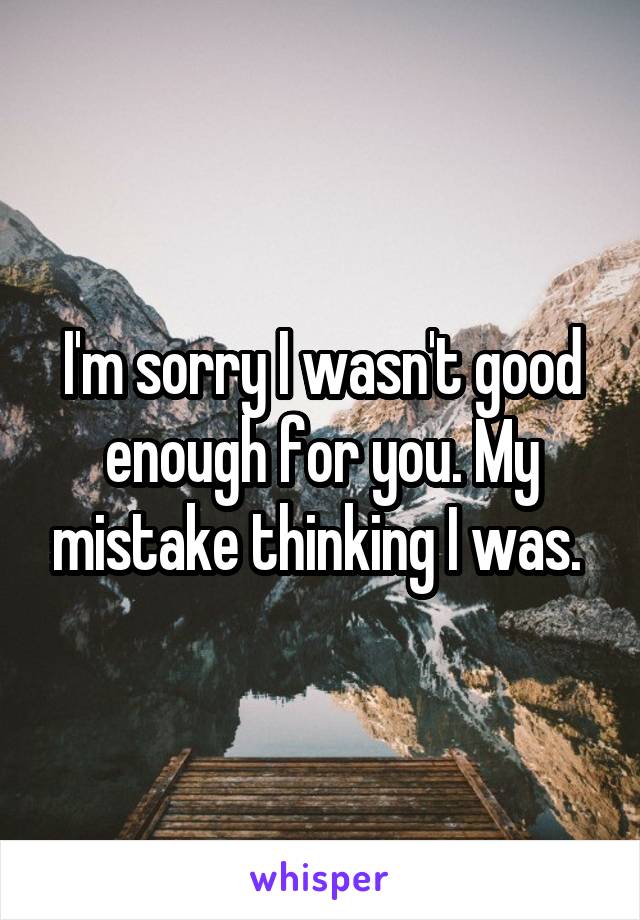 I'm sorry I wasn't good enough for you. My mistake thinking I was. 