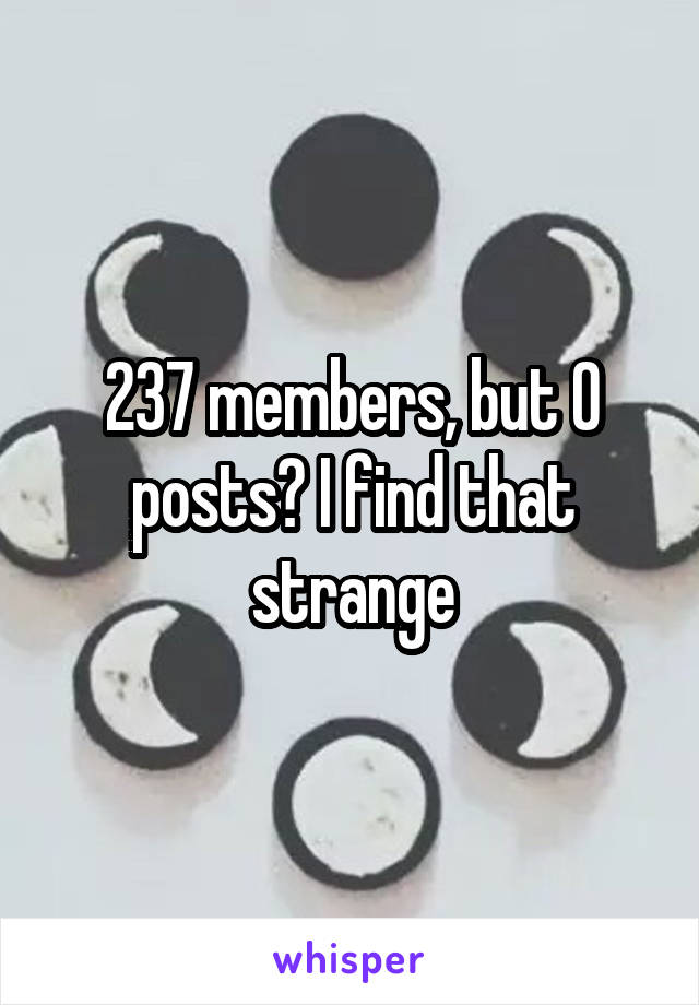 237 members, but 0 posts? I find that strange