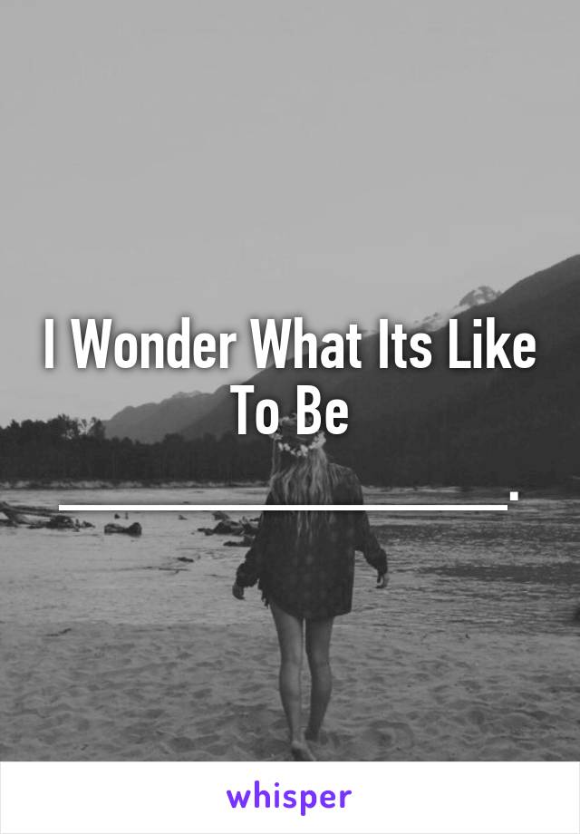 I Wonder What Its Like To Be _____________.