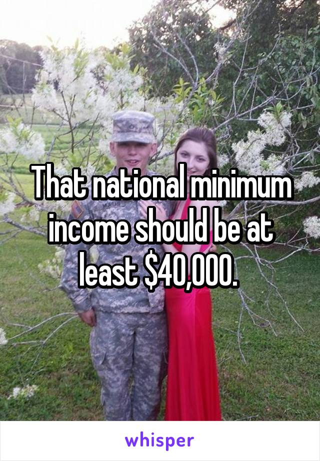 That national minimum income should be at least $40,000. 