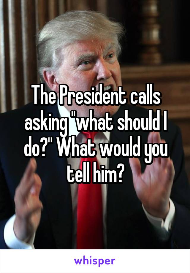 The President calls asking "what should I do?" What would you tell him?