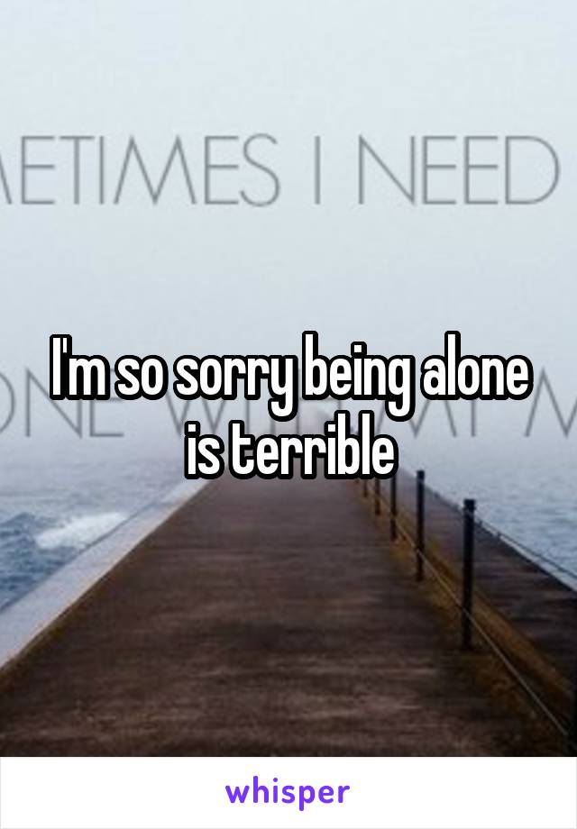 I'm so sorry being alone is terrible