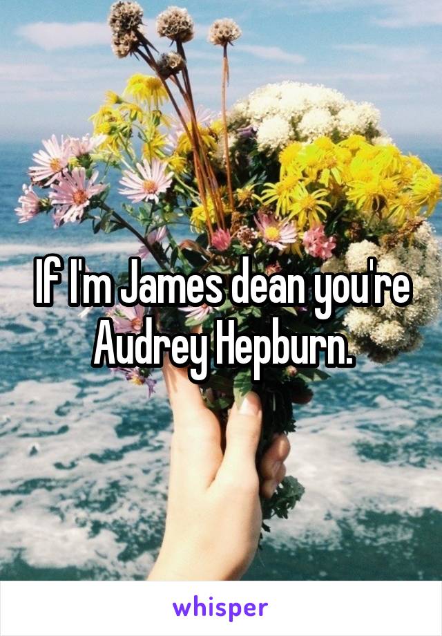 If I'm James dean you're Audrey Hepburn.