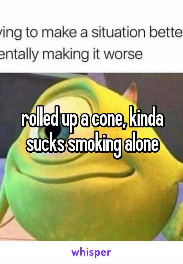 rolled up a cone, kinda sucks smoking alone
