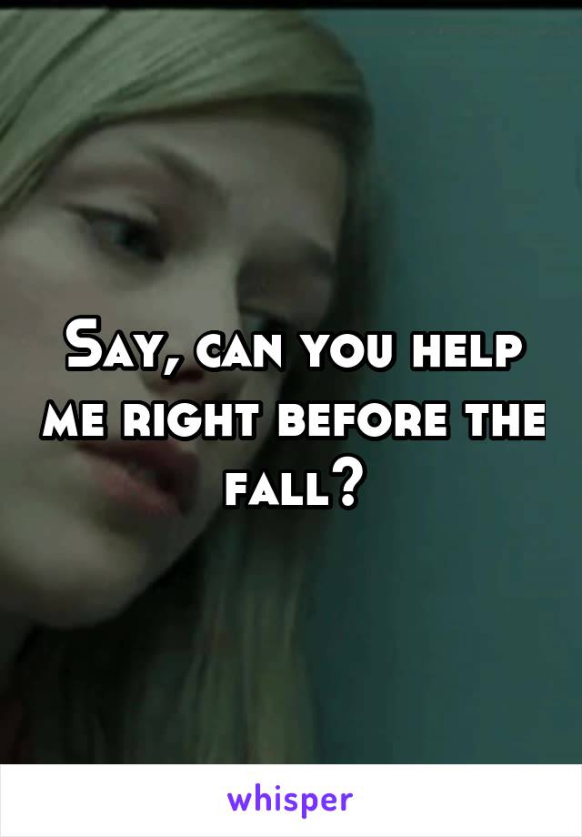 Say, can you help me right before the fall?