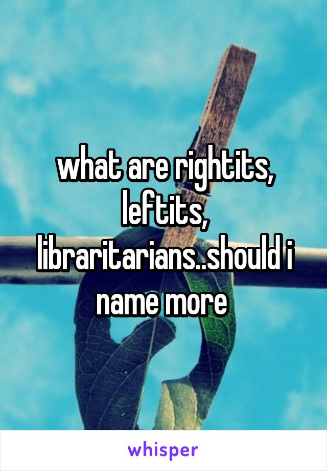 what are rightits, leftits, libraritarians..should i name more 