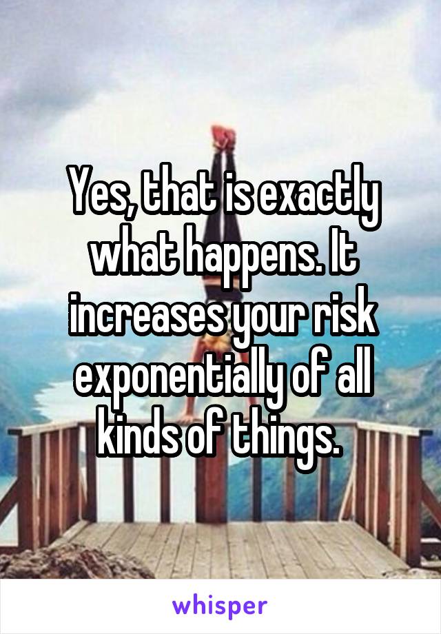 Yes, that is exactly what happens. It increases your risk exponentially of all kinds of things. 