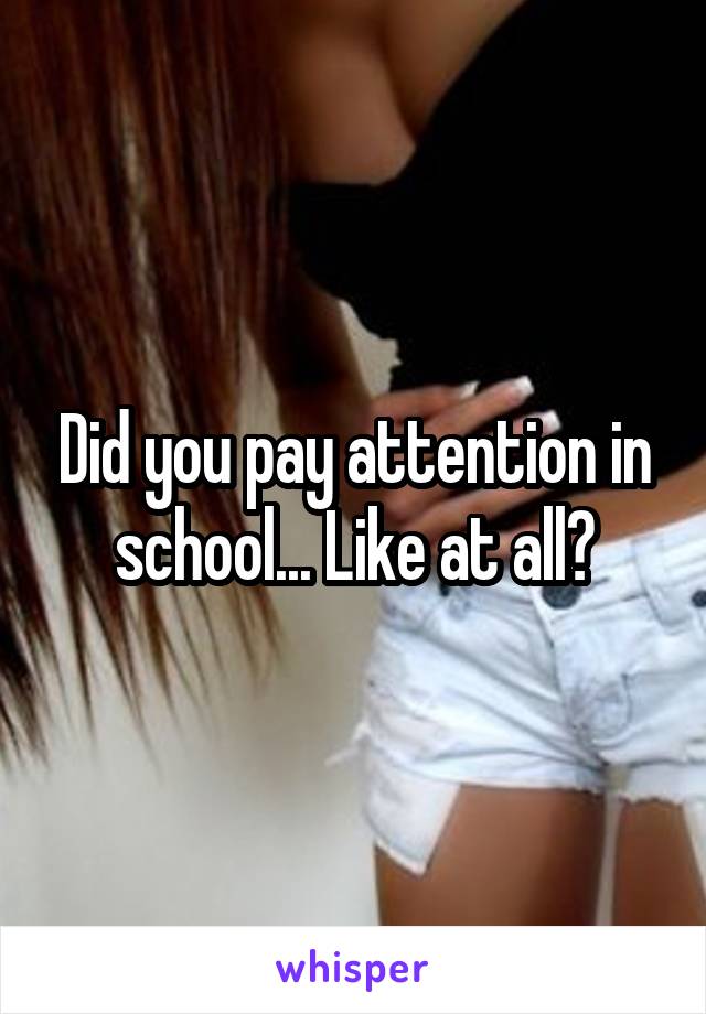Did you pay attention in school... Like at all?