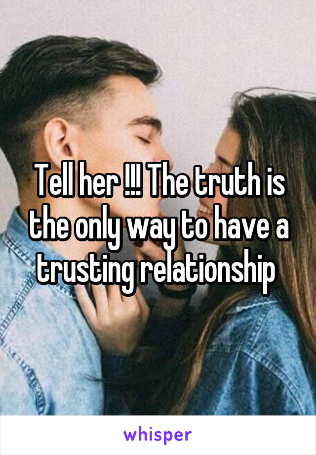 Tell her !!! The truth is the only way to have a trusting relationship 