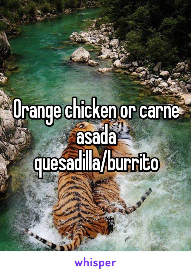 Orange chicken or carne asada quesadilla/burrito